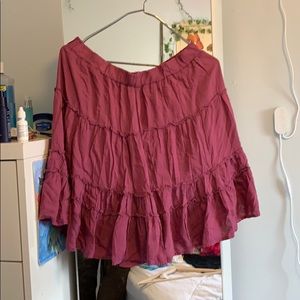 Purple MIDI Skirt Layered and Ruffled Hippie